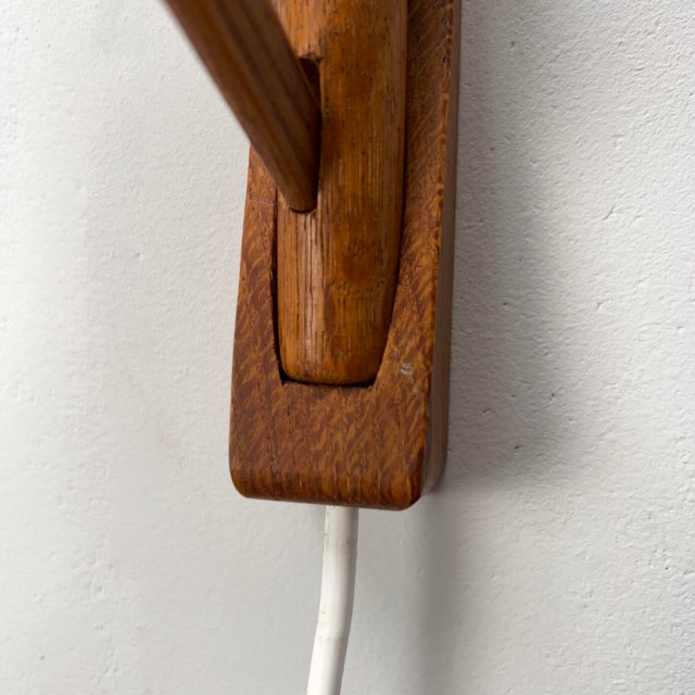 Scandinavian Teak Wall Lamp with Pink Pleated-Shade, 1960s For Sale - Image 9 of 10