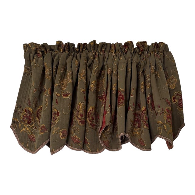 Vintage Green Floral Valances 18x55 Each One Pair For Sale