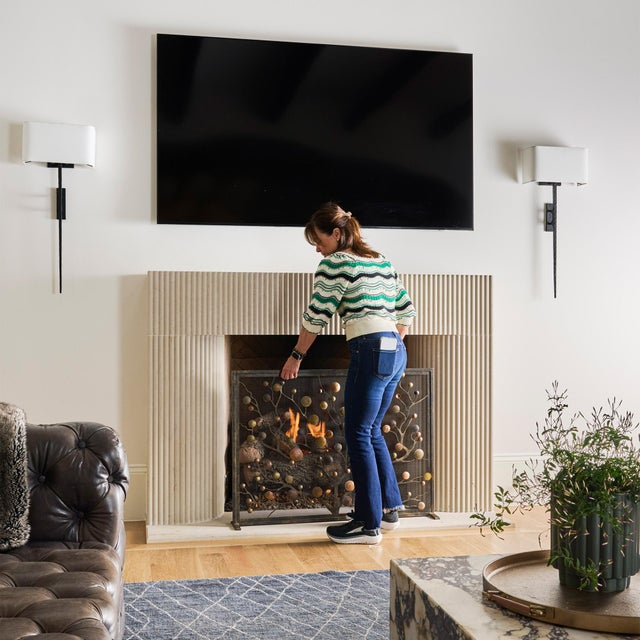 Not Yet Made - Made To Order Tobacco Origin Mid Century Modern Fireplace Screen For Sale - Image 5 of 12