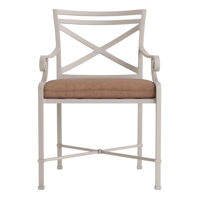 Brown Jordan Venetian Arm Chair, Dove frame with Fusion Clay fabric For Sale