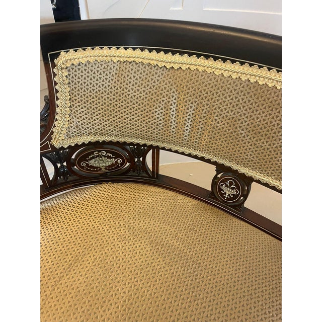 Antique Victorian Rosewood Inlaid Settee, 1880 For Sale - Image 4 of 13