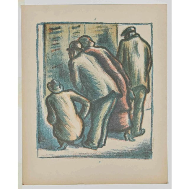 Jan Rambousek, The Men Peeping Through, Original Lithograph, Mid 20th-Century For Sale - Image 3 of 3