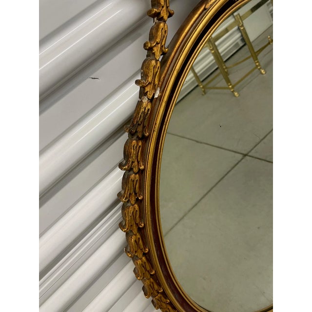 Gold Antique Oval Mirror English Gilt Gesso Adam Style Victorian c.1890 For Sale - Image 8 of 10