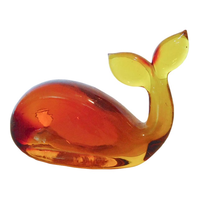 Art Glass Amber Whale For Sale