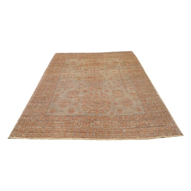 Large 8'4" X 10' Hand-Knotted Afghan Oushak Rug in Soft Coral & Terracotta For Sale - Image 4 of 9