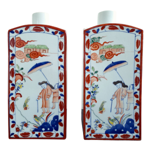 A Pair of Large Chinese Porcelain Wucai Fangtongpings