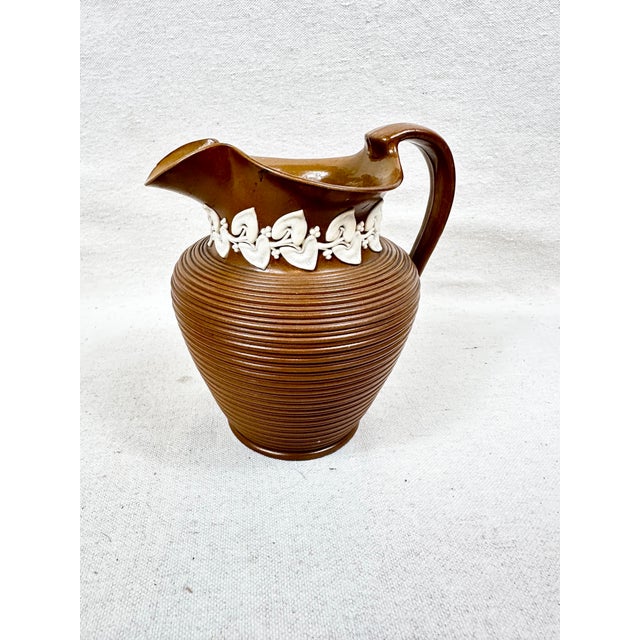Late 19th Century French Brown Stoneware Bistro Pitcher With Relief Label For Sale - Image 4 of 10