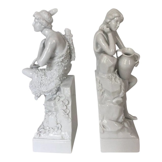 Meisen Style Allegorical Figurines Blanc De Chine Porcelain - a Pair For Sale