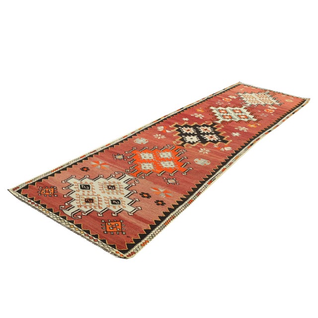 Traditional Mid 20th Century Vintage Decorative Turkish Kilim Runner For Sale - Image 3 of 7