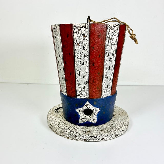 How whimsical is this? We have a Red, White and Blue themed Uncle Sam's Top Hat that is a Bird House. It can be used as a...