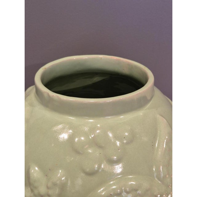 1940s Large Swedish Modern Celadon Green Glazed Earthenware Vase from Upsala Ekeby, 1940s For Sale - Image 5 of 7