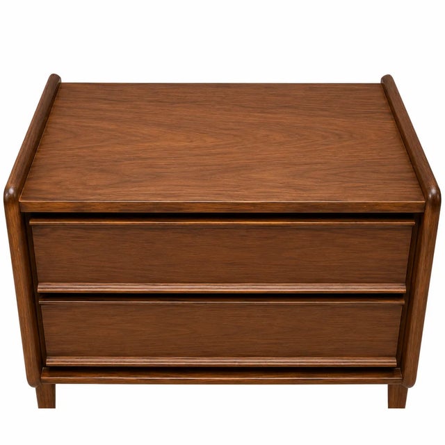 2000 - 2009 Mid Century Style Modern Walnut Nightstands. - Pair For Sale - Image 5 of 6