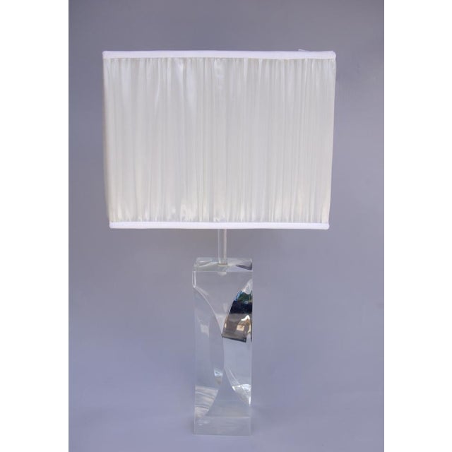 - Pair of Acrylic Glass rectangular lamps - With irregular canted corners - Work from the 1970s European Plug (up to...
