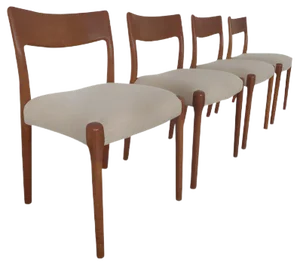 Danish Solid Teak Dining Chairs, 1960s, Set of 4