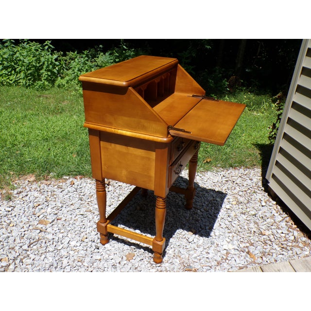 Vintage Solid Maple Slant Top Writing Desk Drop Front Secretary Desk For Sale - Image 12 of 18
