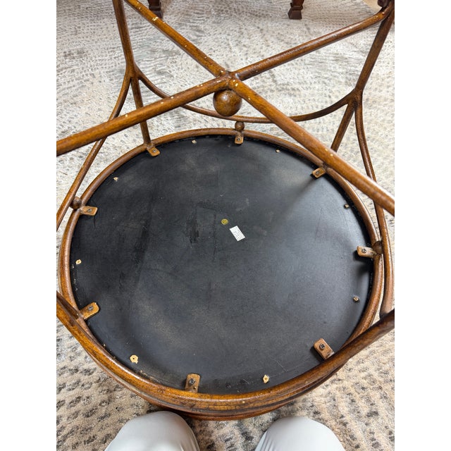 Olive Butler Specialty Co. Hand-Painted Tooled Leather & Iron Drum Accent Table For Sale - Image 8 of 9