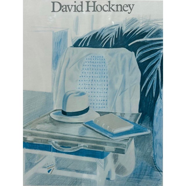 Pop Art David Hockney Vintage 1980 Lithograph Print Framed Large Exhibition Poster " Still Life, Taj Hotel, Bombay " 1977 For Sale - Image 3 of 15