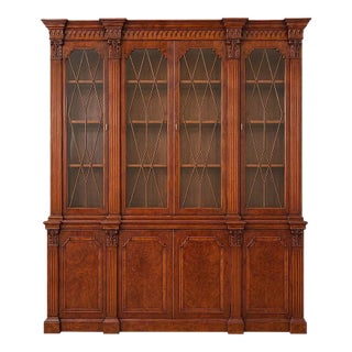 1950s Superb Quality Breakfront 4 Door Baker Bookcase For Sale