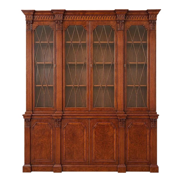 1950s Superb Quality Breakfront 4 Door Baker Bookcase For Sale