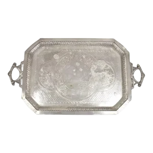 Antique Mermod Jaccard & Co Art Nouveau Bird Crane Silver Plated Butlers Tray