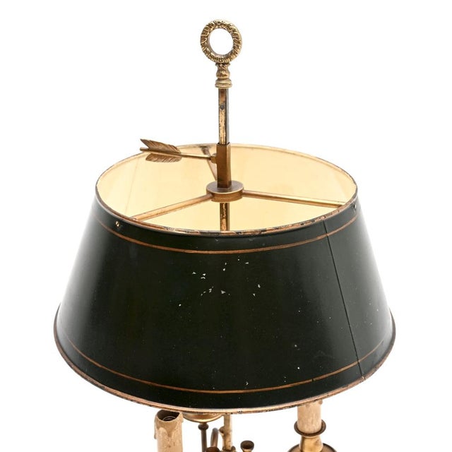 Antique French Brass and Tole Bouillotte Table Lamp, 1920s For Sale - Image 3 of 10