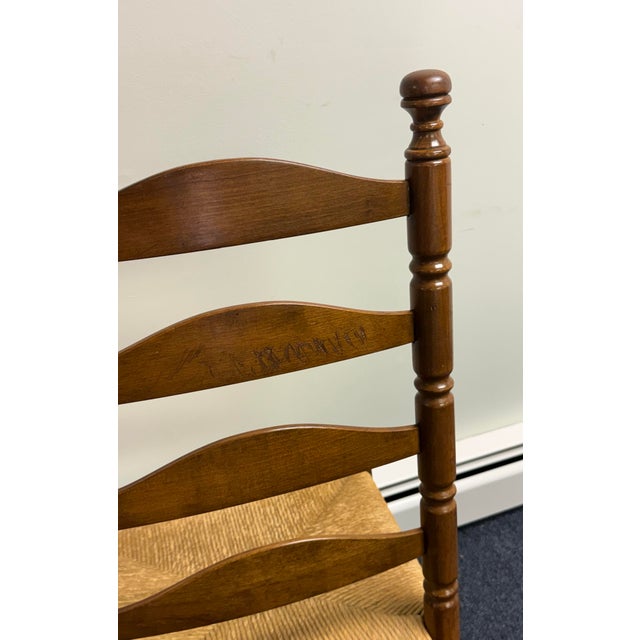 Set of 8 Solid Cherry Ladderback Rush Seat Dining Chairs - Attributed to Pennsylvania House For Sale - Image 10 of 12