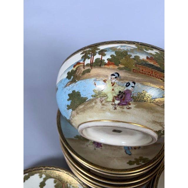 19th Century Satsuma earthenware tea service, Meiji period - Set of 36 For Sale - Image 4 of 12