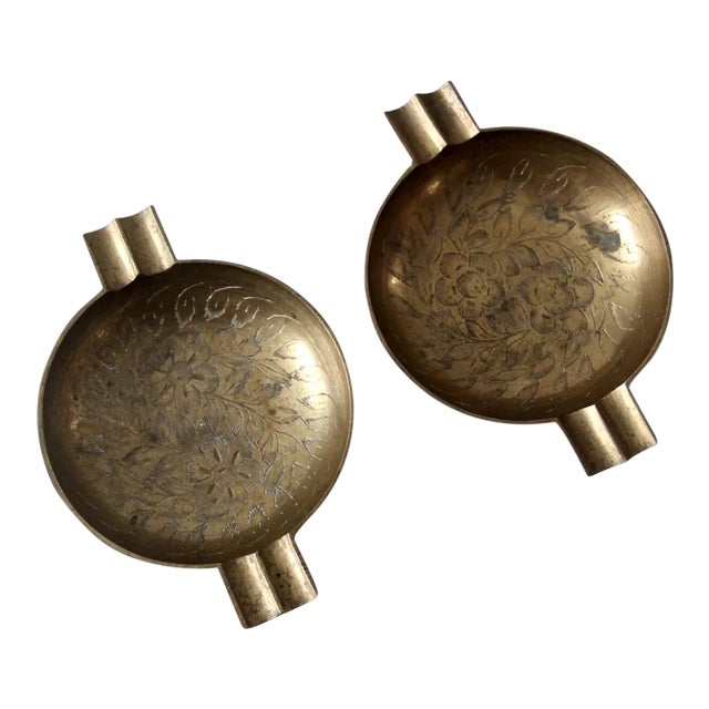 Vintage Brass Ashtray Pair For Sale