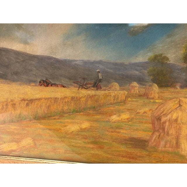Antique Early 1900s American Pastel Agrarian Landscape Drawing For Sale In Los Angeles - Image 6 of 9