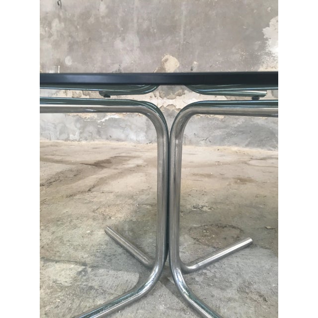 Italian Coffee Table with Chromed Base & Glass Top, 1970s For Sale - Image 3 of 9