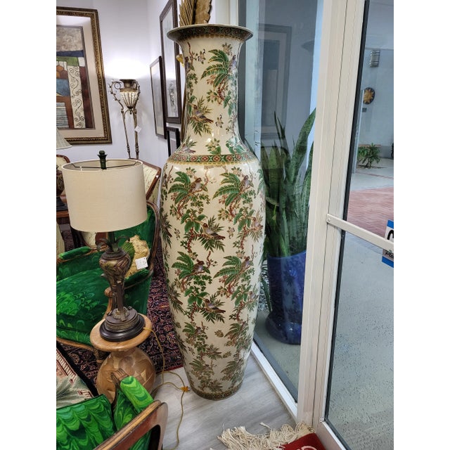 Chinese Palace Size Famille Verte-Style Porcelain Floor Vase For Sale - Image 3 of 9