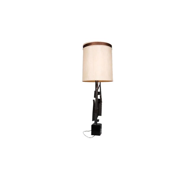 Cream Mid Century Lamp Abstract Brutalist Welded Metal For Sale - Image 8 of 11