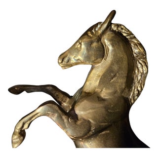 Vintage Solid Brass Horse - Bookends Heavy Pair, 1970 Era For Sale