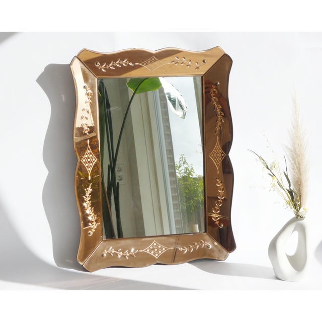Vintage Pink Venetian Rectangular Mirror, 1950s For Sale - Image 10 of 10