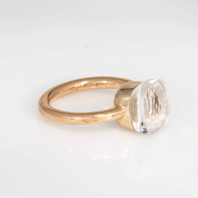 Pomellato Nudo White Topaz Ring Classic 18k Yellow Gold Fine Estate Jewelry, Size 6 For Sale - Image 4 of 7