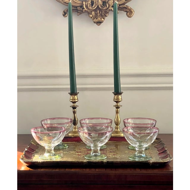 Vintage Italian Glass Footed Dessert Cups- Set of 6 For Sale - Image 4 of 7