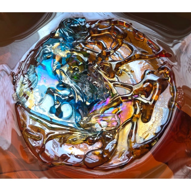 Viz Glass Sunset Blaze Large Jewel Wall Art Platter, 7602bir 20" For Sale - Image 12 of 14