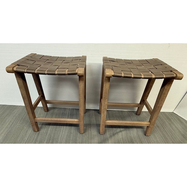 Contemporary Pottery Barn Fenton Counter Stools, Pair For Sale - Image 3 of 12