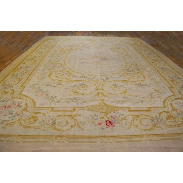 Antique European Aubusson rug, size: 12'9" x 17'3". This exquisite antique French Aubusson rug, dating from the late 19th...