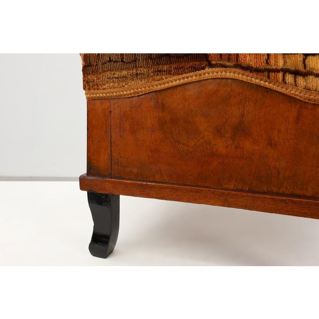 Art Deco Walnut Stool with Velvet Upholstery, Italy, 1920s For Sale - Image 9 of 12