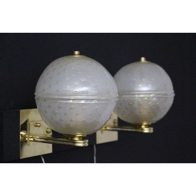 Golden Pulegoso Murano Glass Sconces in the style of Barovier, 1990s, Set of 2 For Sale - Image 10 of 18