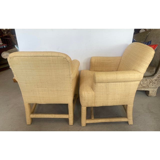 1980s Pair Vintage Natural Raffia Armchairs, 1980s For Sale - Image 5 of 18