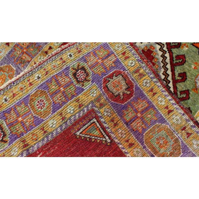 1930's Antique Prayer Design Turkish Rug in Colorful Geometric Pattern For Sale In Atlanta - Image 6 of 7