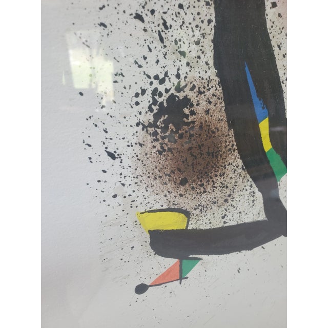 1970s Vintage Miro Style Color Lithograph Mid Century Era, Framed For Sale - Image 4 of 11