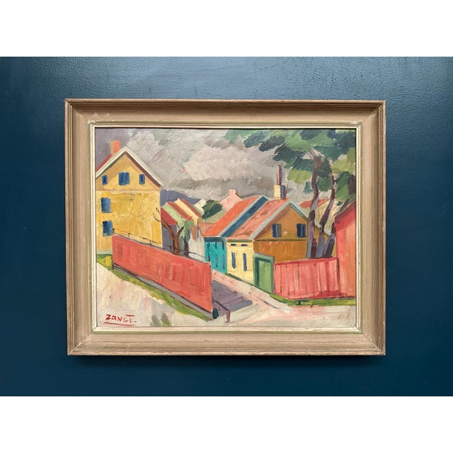 Gustaf Börtner Zandt, Houses and Trees, 1950s, Oil Painting on Canvas, Framed For Sale - Image 11 of 16