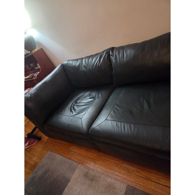 2020s Stickley Modular Green Leather Sofa For Sale - Image 5 of 8