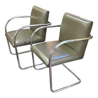 Vintage Gordon International Brno Chrome Cantilever Arm Chairs, in the Manner of Mies Van Der Rohe, Signed, a Pair For Sale