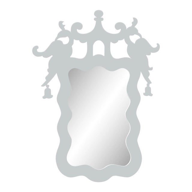 Fleur Home x Aldous Bertram Rococo Mirror in Pelican Gray, 28x38 For Sale