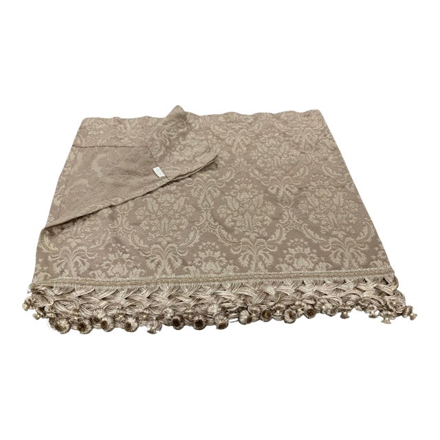 Single Vintage Damask Polyester Valance With Beautiful Tassel Trim — 52.5” W - Neoclassical, Grandmillennial & Italianate - See Pics! For Sale