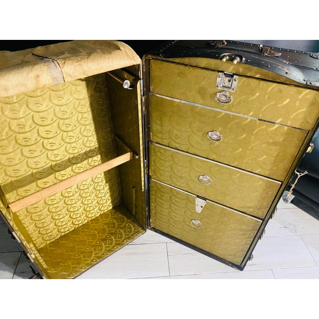 Antique Travel Trunk Wardrobe Circa 1900s For Sale - Image 9 of 13